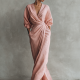 Abito Maxi Rosa Minimalista con Scollo a V