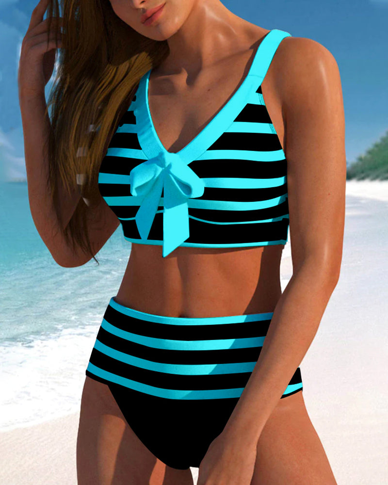 Laluna® | Bikini a Righe Alto