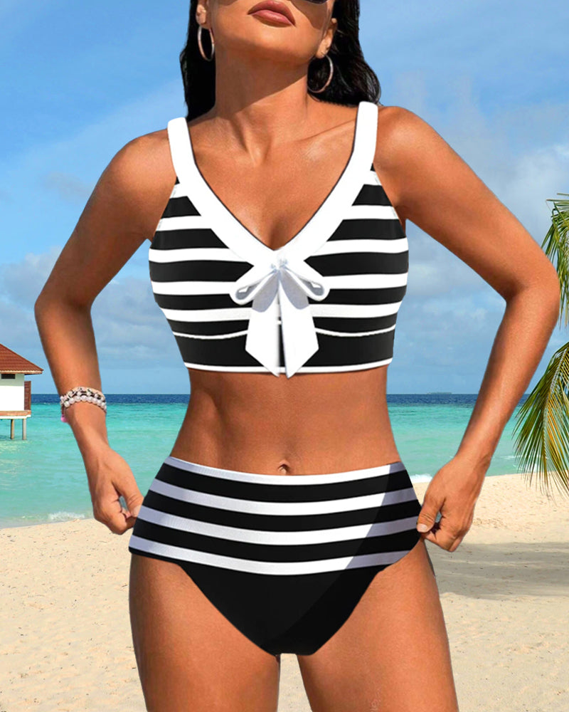 Laluna® | Bikini a Righe Alto