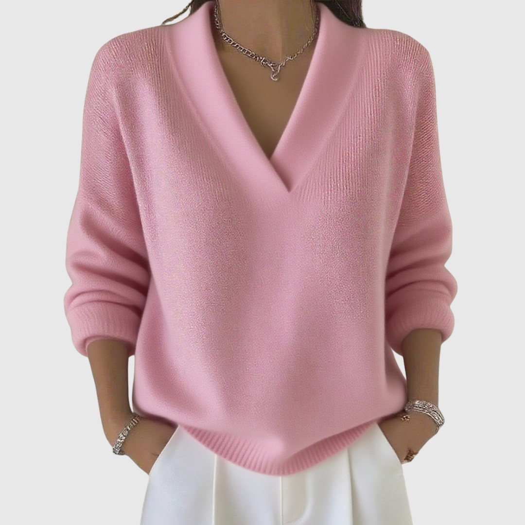 Faye | Maglione a collo V morbido in taglio casual
