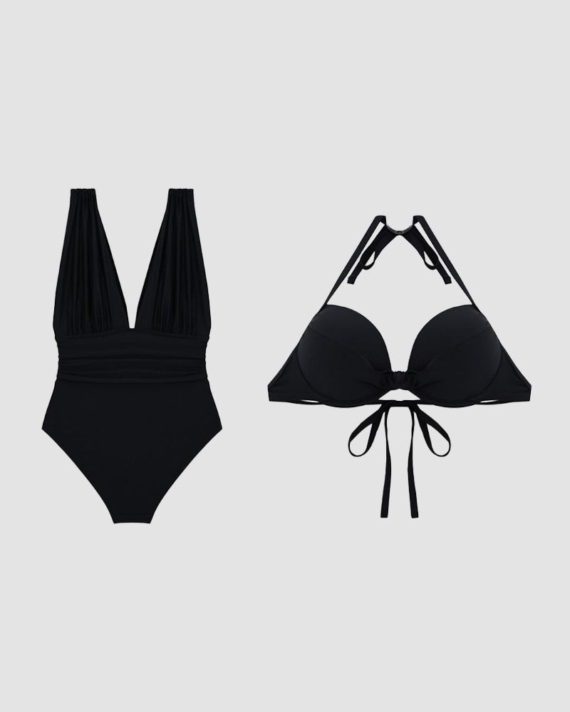 Costume da bagno modellante Luxe con scollatura a V profonda