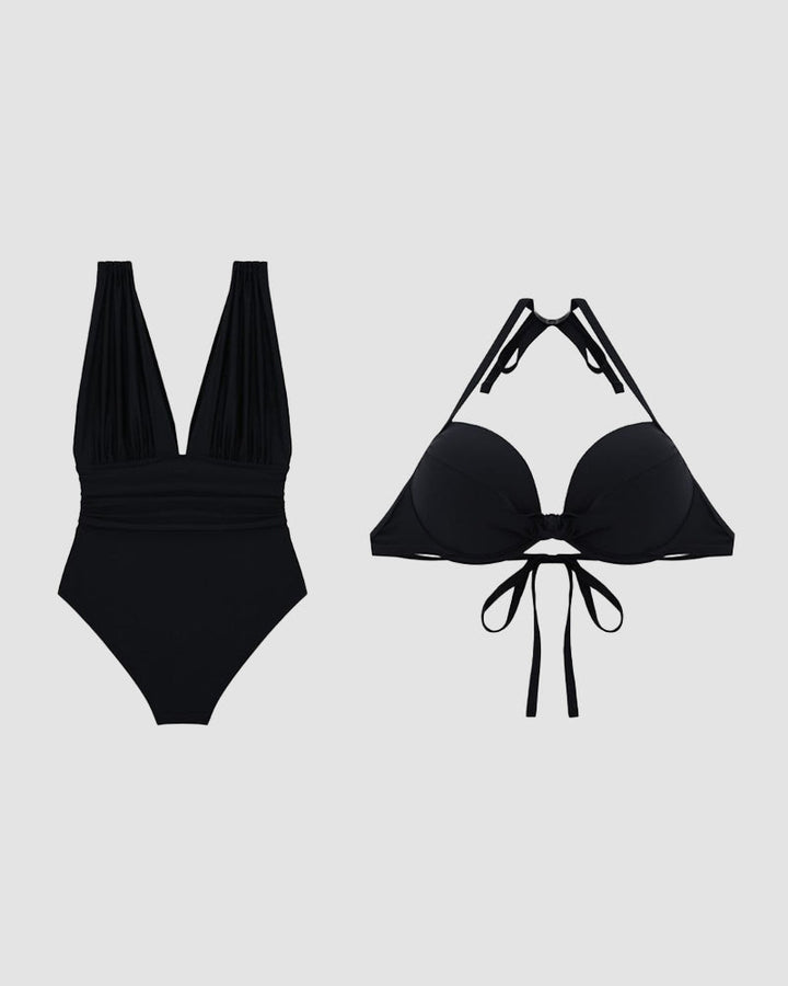 Costume da bagno modellante Luxe con scollatura a V profonda