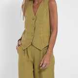 Aira - Completo Gilet Bottonato & Pantalone Largo
