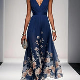 Rosa | Abito Maxi Chiffon Blu