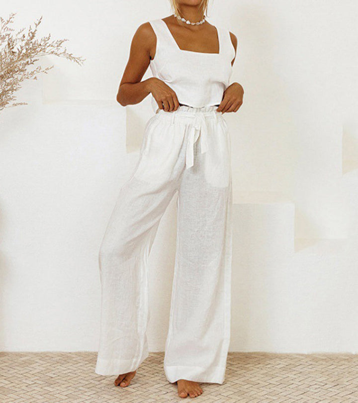 Megan - Completo Top Minimalista e Pantalone Svasato