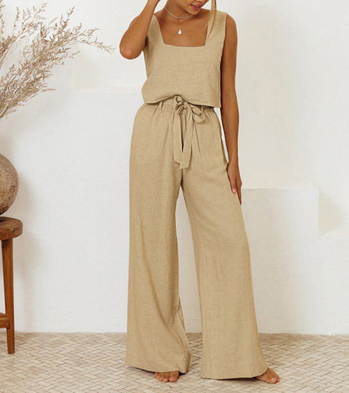 Megan - Completo Top Minimalista e Pantalone Svasato