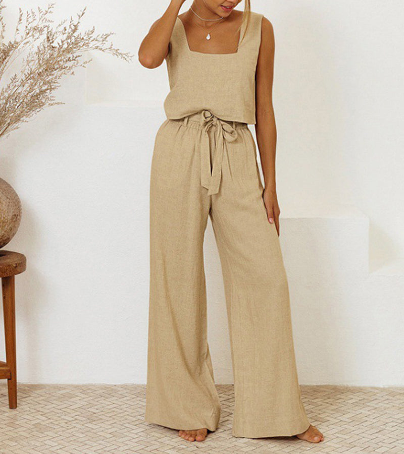 Megan - Completo Top Minimalista e Pantaloni Svasati