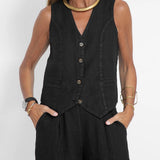 Aira - Completo Gilet Bottonato & Pantalone Largo