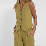 Aira - Completo Gilet Bottonato & Pantalone Largo