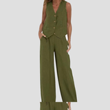 Aira - Completo Gilet Bottonato & Pantalone Largo