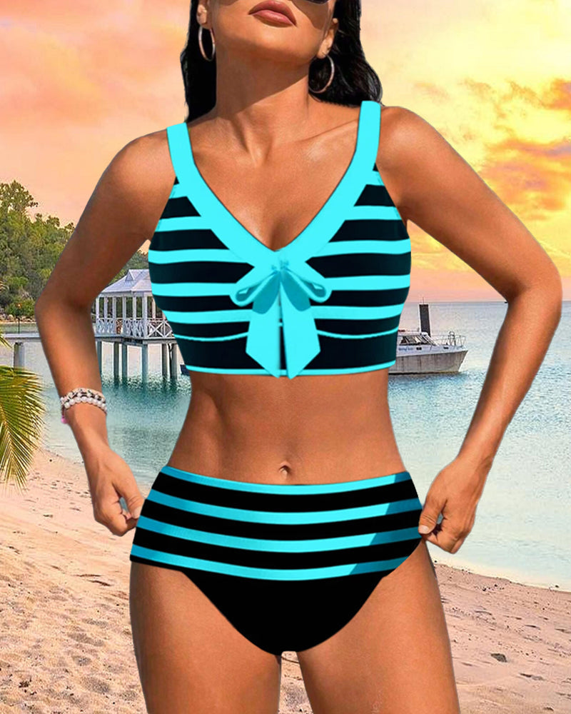 Laluna® | Bikini a Righe Alto
