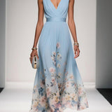 Rosa | Abito Maxi Chiffon Blu