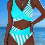 Giulia | Bikini Righe Incrociato