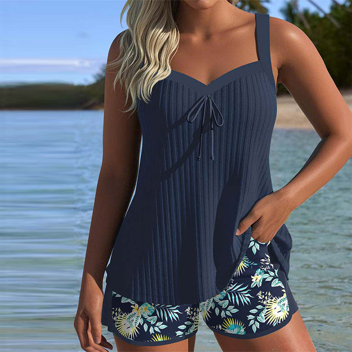 Laluna® | Tankini a Righe con Pantaloni Corti da Spiaggia Due Pezzi