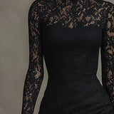 Julia | Abito Lungo Pizzo Nero