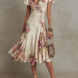 Margaret | Abito Midi Satin Floreale