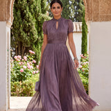 Flavia | Abito Viola In Pizzo