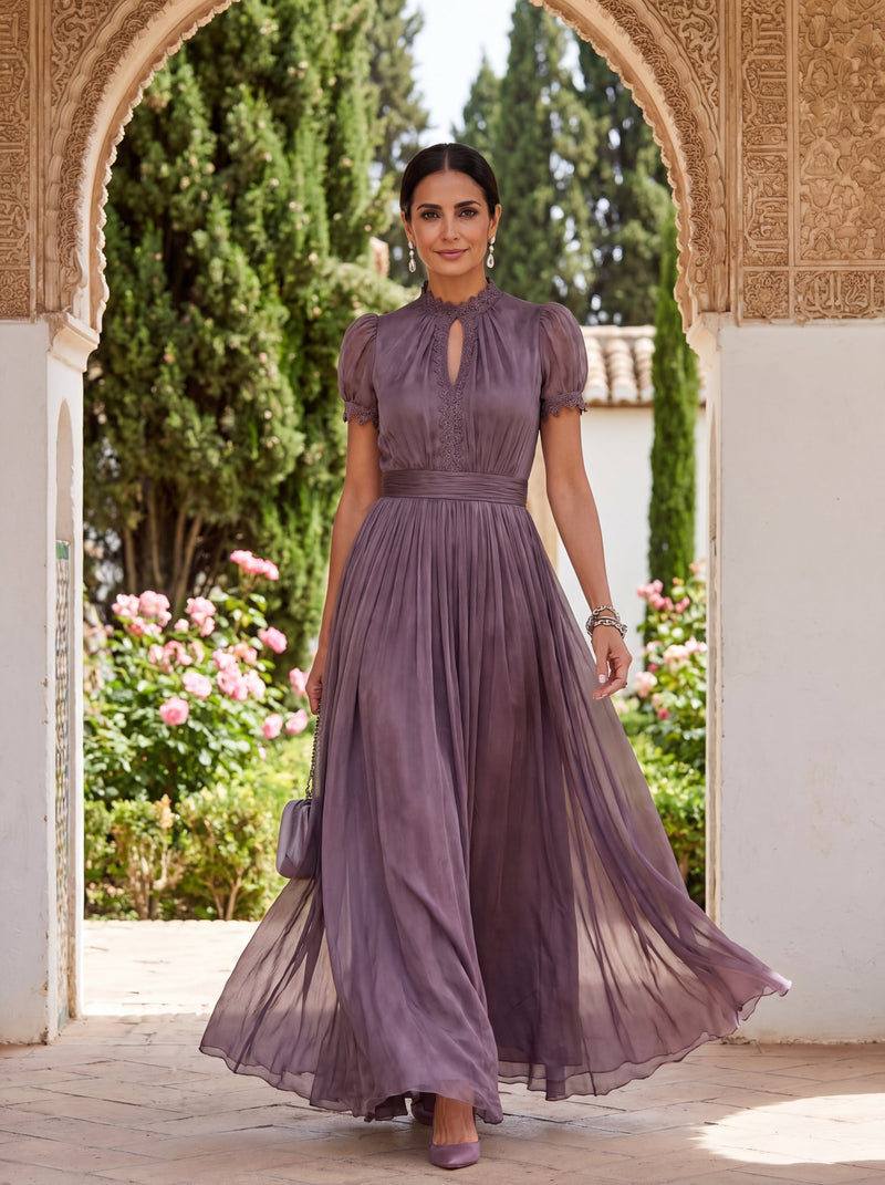 Flavia | Abito Viola In Pizzo