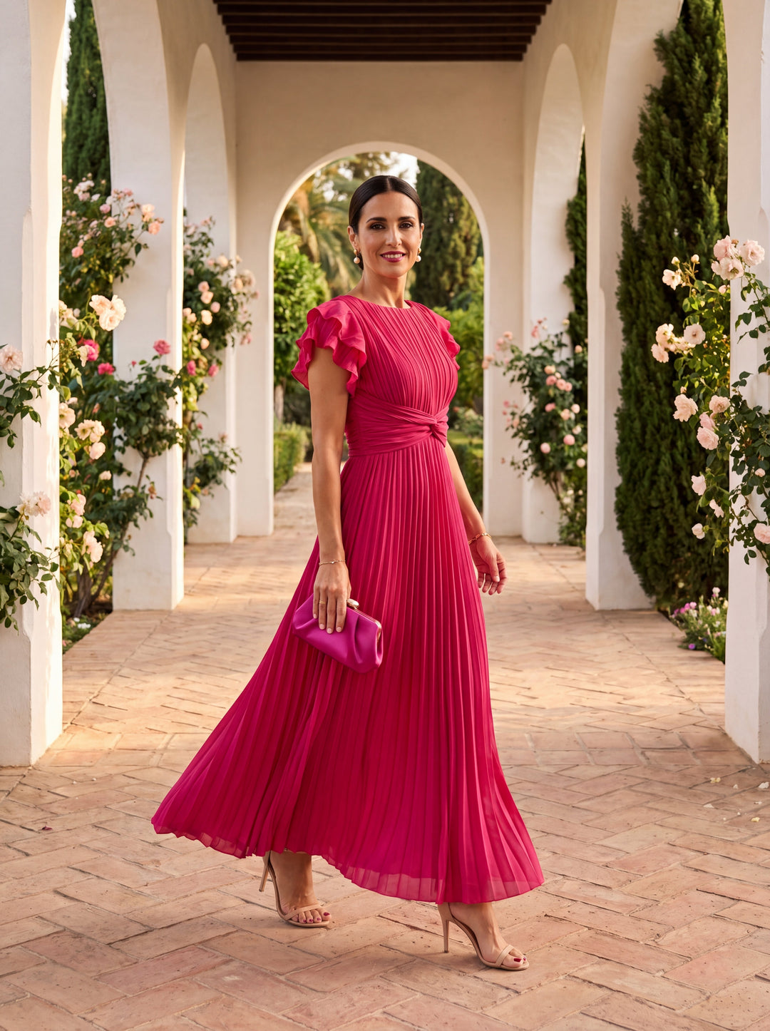 Seraphina | Elegante Maxi Abito Plissè con Vita Annodata