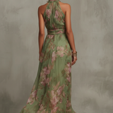 Firenze | Abito Halter Floreale Verde