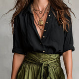 Vera™ | Set Due Pezzi: Maglietta Nera e Gonna Midi Verde Oliva