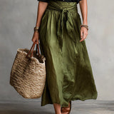 Vera™ | Set Due Pezzi: Maglietta Nera e Gonna Midi Verde Oliva