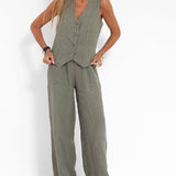 Aira - Completo Gilet Bottonato & Pantalone Largo