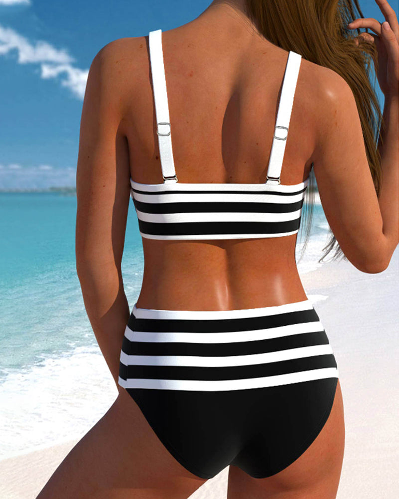 Laluna® | Bikini a Righe Alto