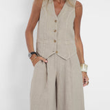 Aira - Completo Gilet Bottonato & Pantalone Largo