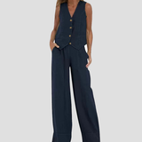 Aira - Completo Gilet Bottonato & Pantalone Largo