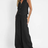 Aira - Completo Gilet Bottonato & Pantalone Largo