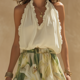 Lysandra | Elegante Completo Fluido Stampato con Motivo di Gigli