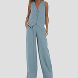 Aira - Completo Gilet Bottonato & Pantalone Largo