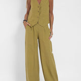 Aira - Completo Gilet Bottonato & Pantalone Largo