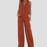 Aira - Completo Gilet Bottonato & Pantalone Largo