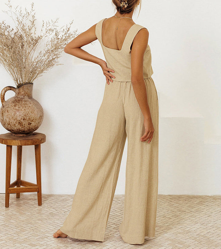 Megan - Completo Top Minimalista e Pantalone Svasato