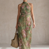 Firenze | Abito Halter Floreale Verde