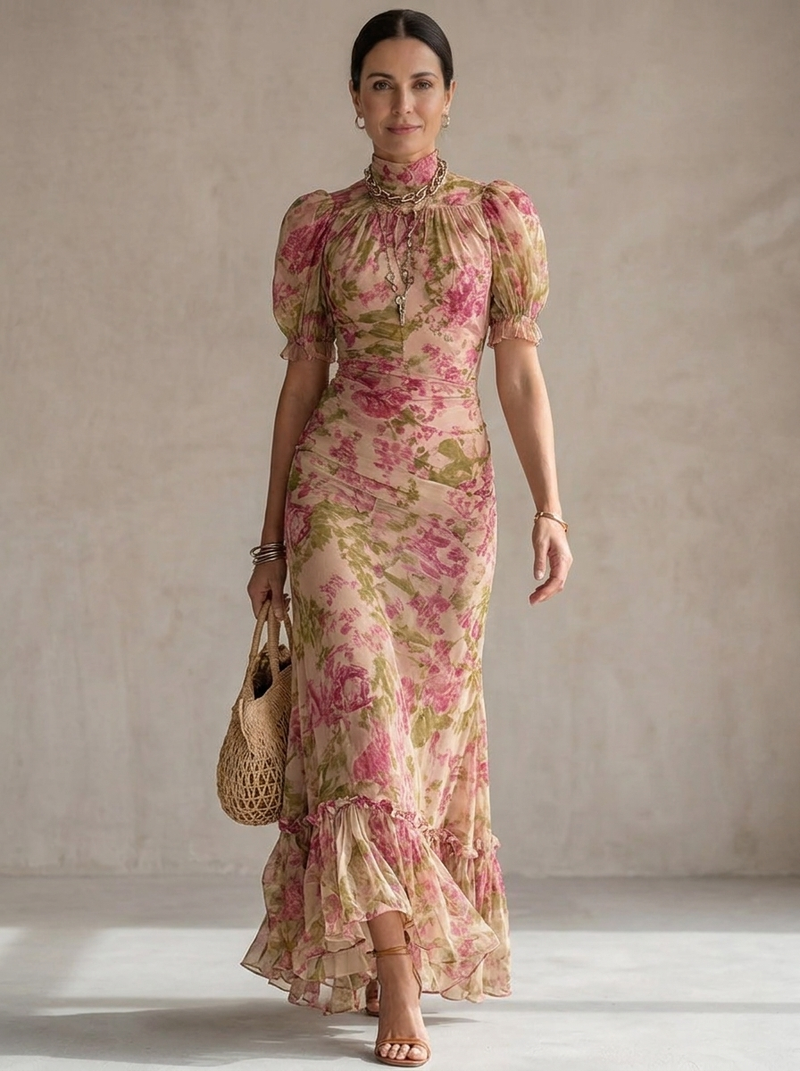 Mae | Abito Maxi Vintage Maniche Balloon