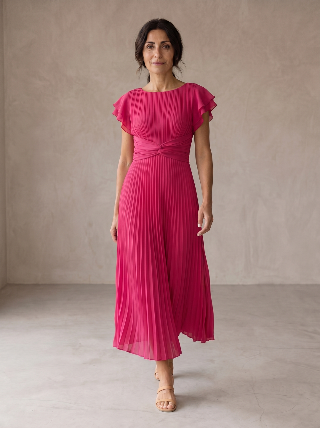 Seraphina | Elegante Maxi Abito Plissè con Vita Annodata